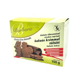   Barbara Kakaókrémmel Töltött, Állatfigurás, Csokitalpas Keksz 150g, gluténments, tejmentes, szójamentes