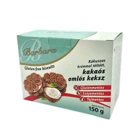   Barbara Kókuszos krémmel töltött, kakaós omlós keksz 150g, gluténmentes, tejmentes, szójamentes