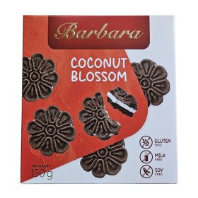   Barbara Kókuszos krémmel töltött, kakaós omlós keksz 150g, gluténmentes, tejmentes, szójamentes