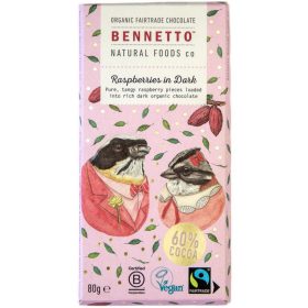 Bennetto BIO 60% Étcsokoládé Málnás 80g