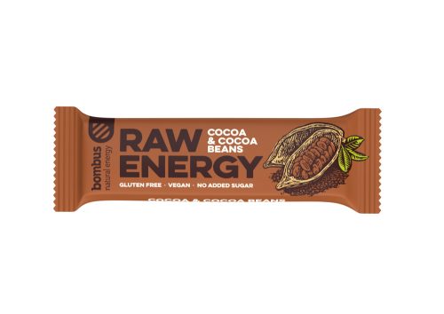 Bombus Raw Energy kakaó és kakaóbab gluténmentes szelet 50g