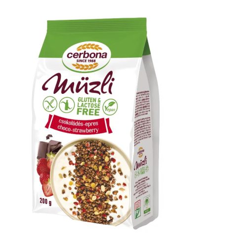 Cerbona Csokoládés-epres Müzli, Gluténmentes, Laktózmentes 200g