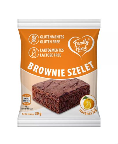 Family Heart Brownie szelet narancs ízű 30gr - gluténmentes, laktózmentes