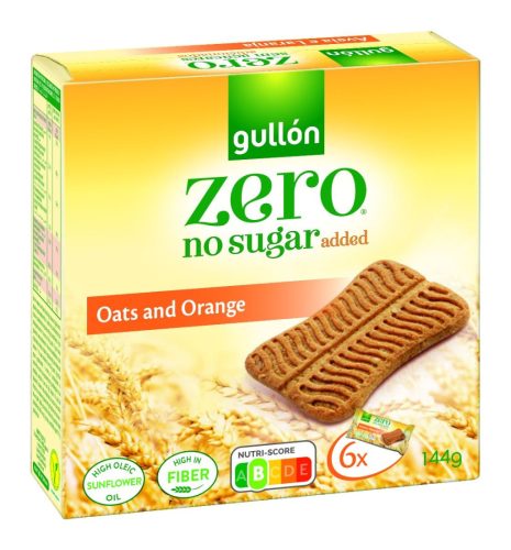 Gullon ZERO – Snack zabos, narancsos keksz hozzáadott cukor nélkül 144 gr