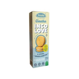   Incola Glutén-, laktóz- és cukormentes szendvics keksz vaníliaízű krémmel, 125g