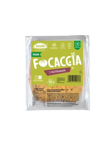 Incola Gluténmentes, vegán Focaccia fűszerkeverékkel (1,1%) -  180g