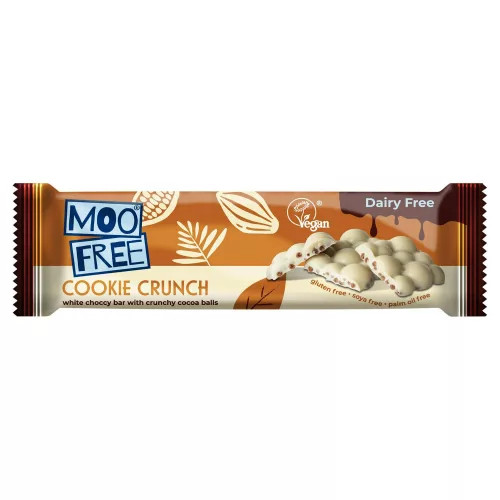 MOO FREE Bubble Cookie Crunch Tejmentes Fehér Csokoládé szelet Ropogós Rizzsel 35g