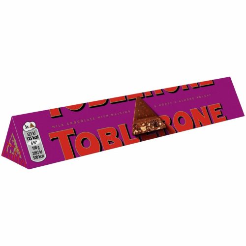 Toblerone tejcsokoládé mazsolával, mézzel és mandulával 100g