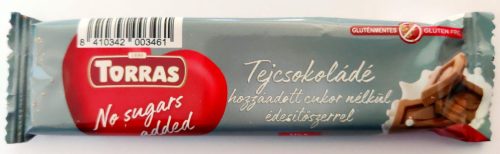 Torras gluténmentes tejcsokoládé hozzáadott cukor nélkül 30g
