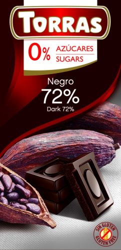 Torras gluténmentes étcsokoládé 72% hozzáadott cukor nélkül 75g
